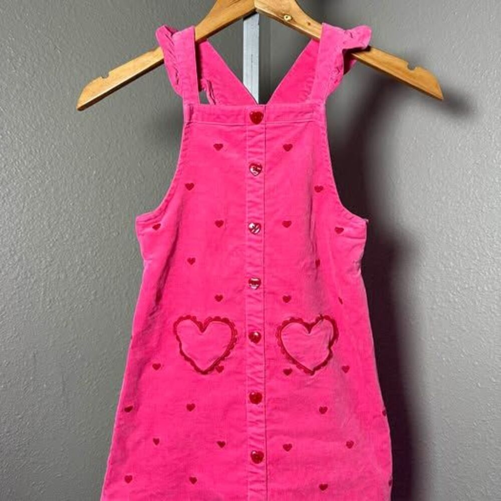 Gymboree Pink Heart Corduroy Jumper Dress Size 6